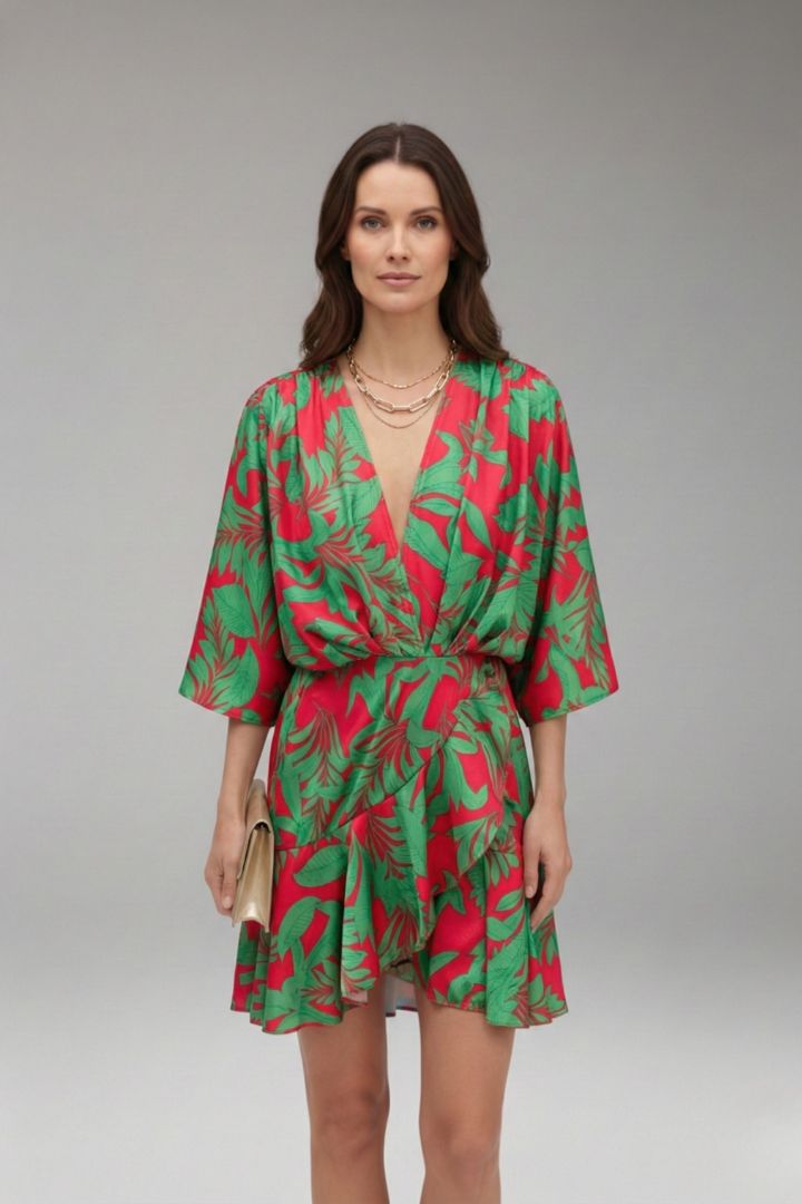 Women's Dress with Batwing Sleeves and Simple Cut