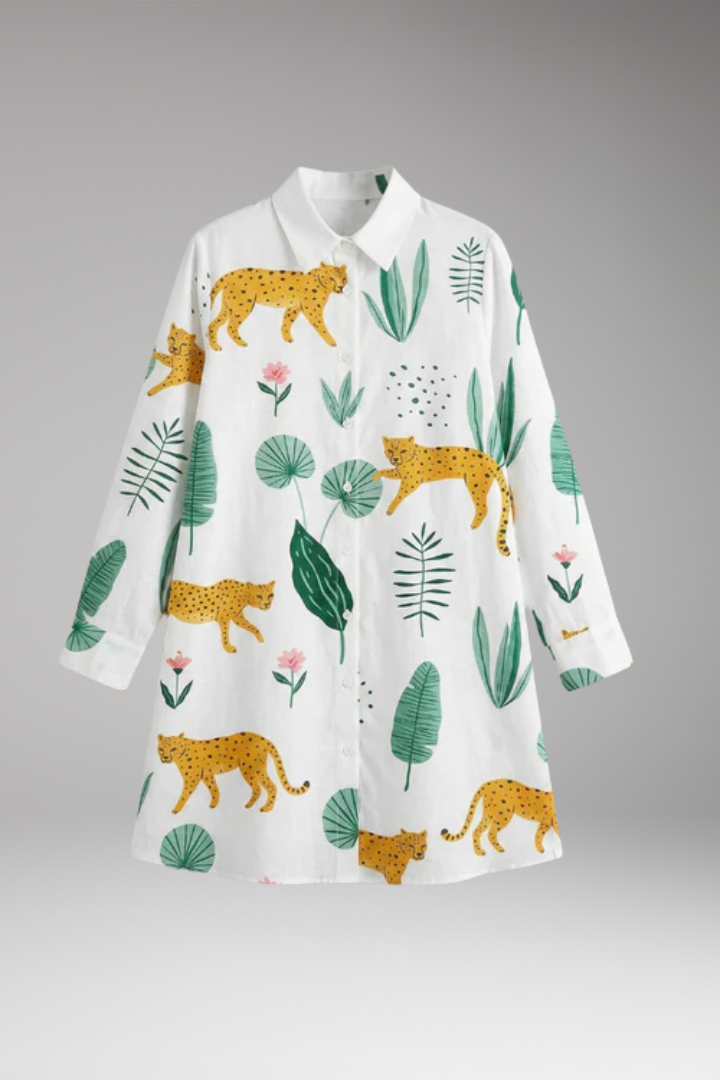 Women’s Dress with Button-Down Front and Long Sleeves