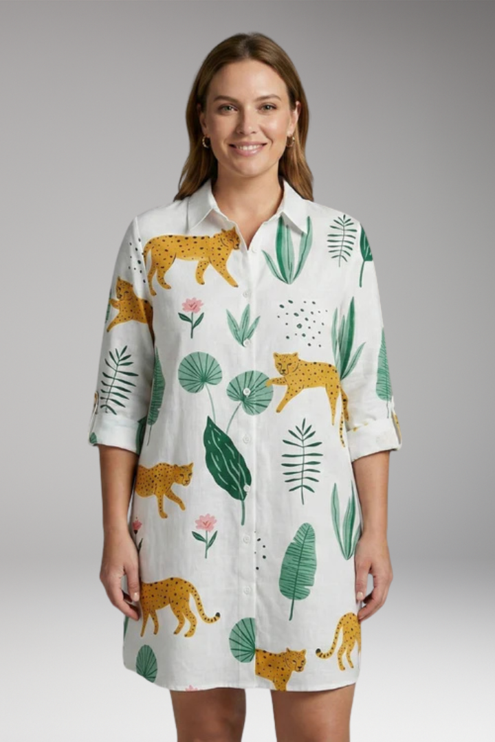Women’s Dress with Button-Down Front and Long Sleeves