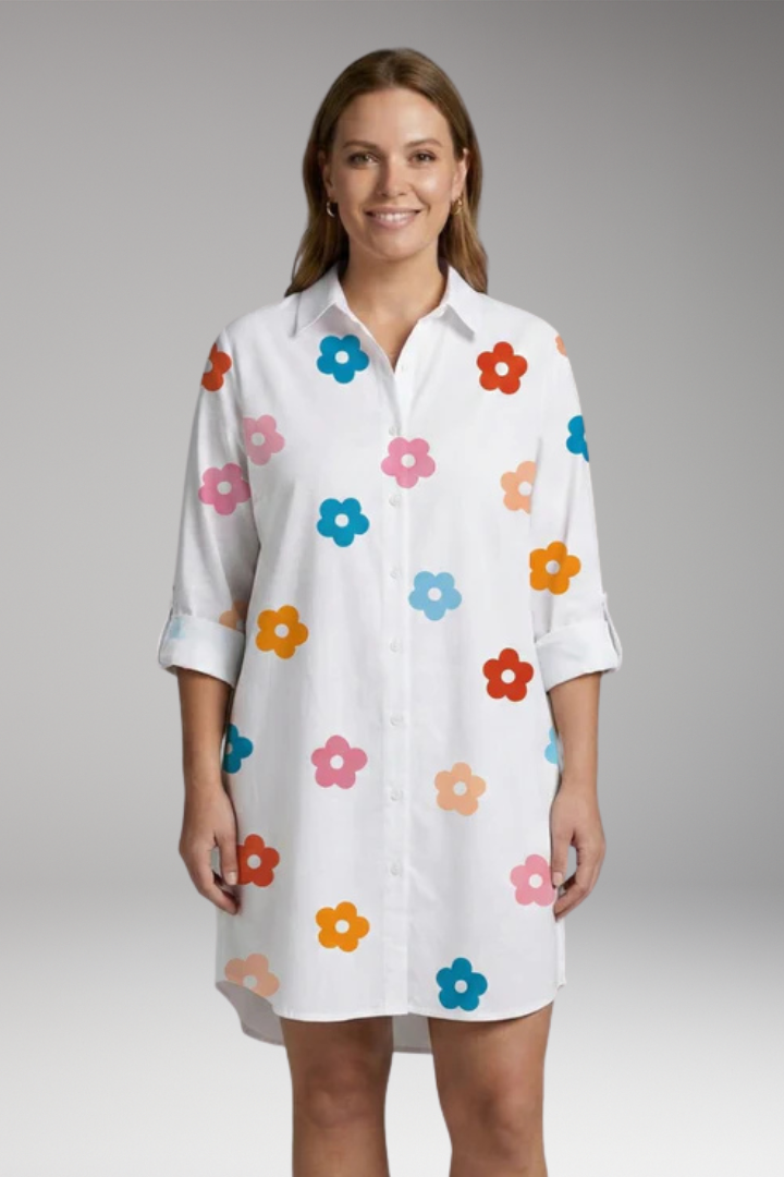 Women’s Dress with Button-Down Front and Long Sleeves