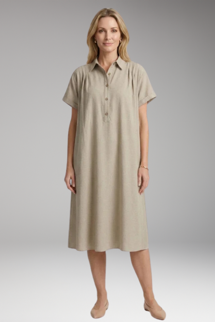 Women’s Dress with Button-Down Front and Side Pockets