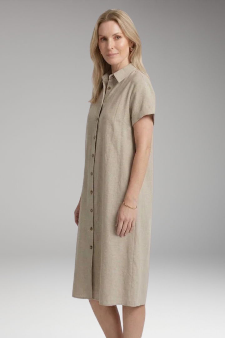 Women’s Dress with Button-Down Front and Side Pockets