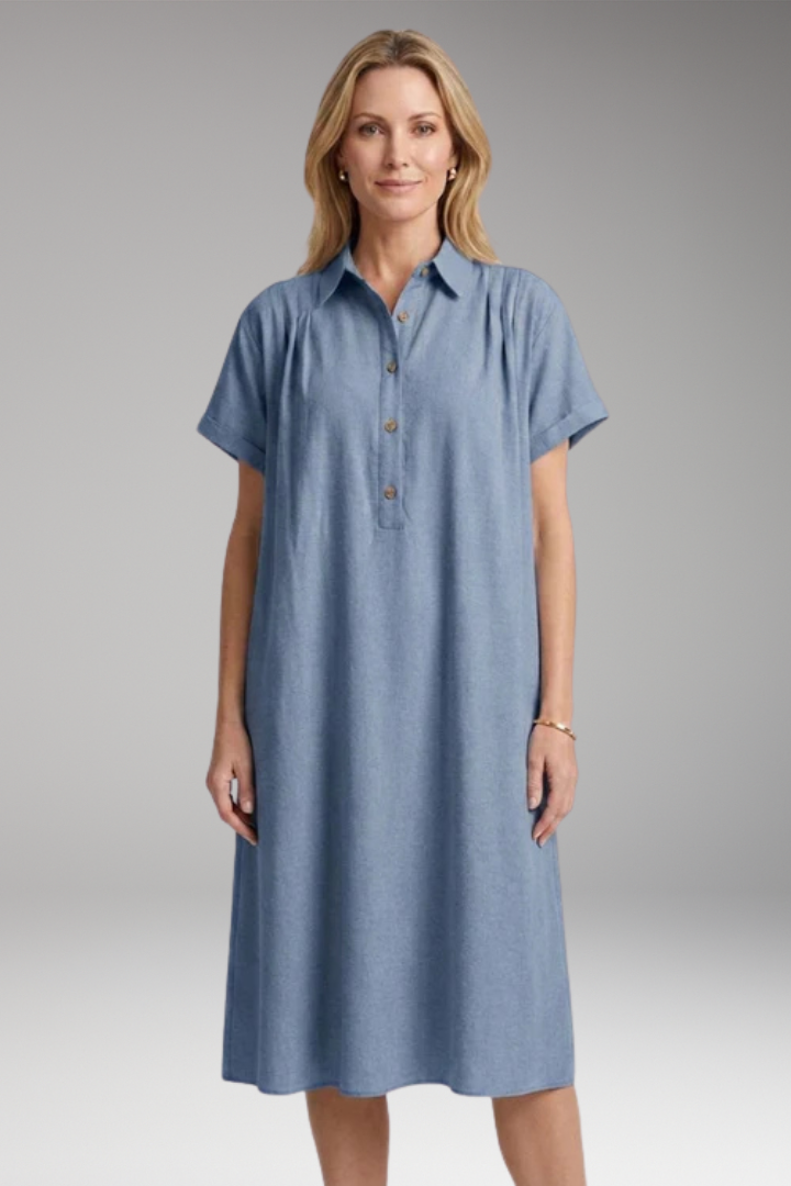 Women’s Dress with Button-Down Front and Side Pockets