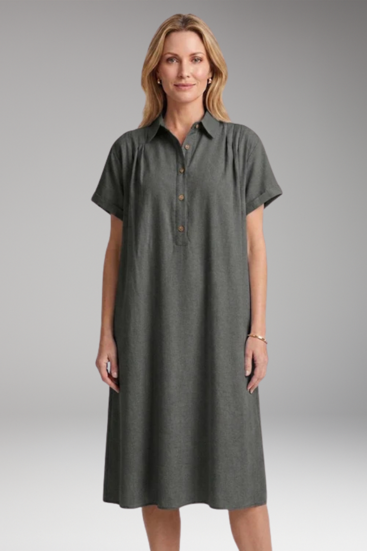 Women’s Dress with Button-Down Front and Side Pockets