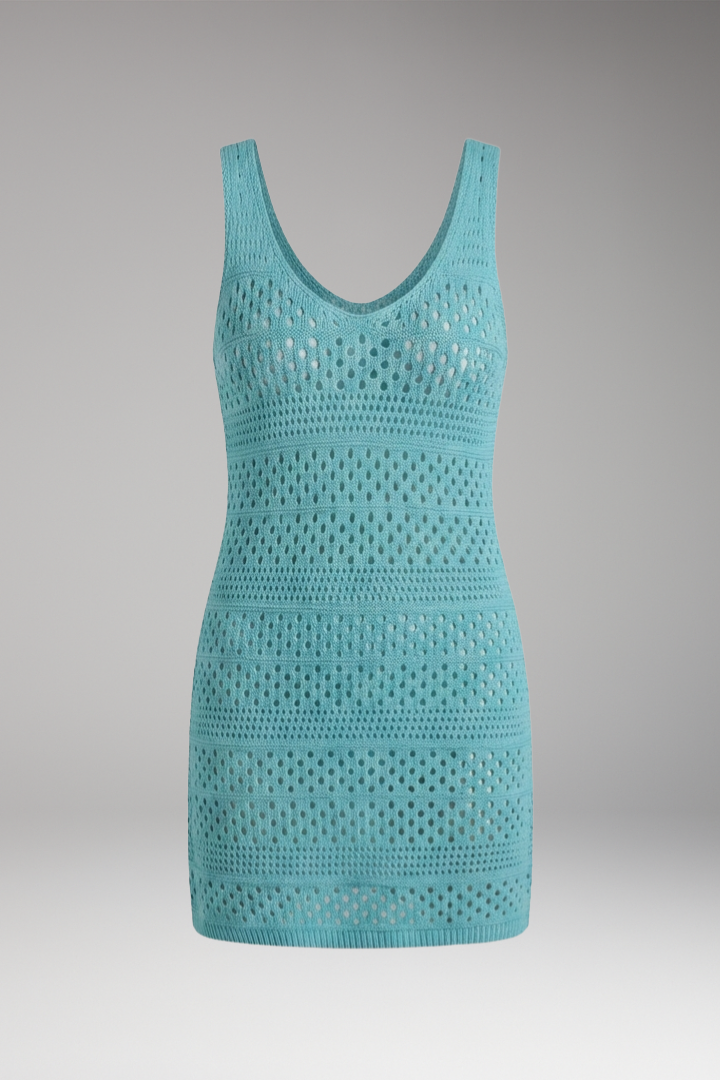 Women’s Dress with Crochet Mesh and Side Slits