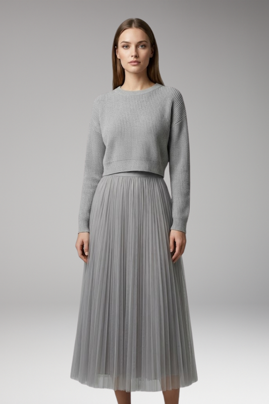Women's Dress with Jumper Top and Pleated Skirt