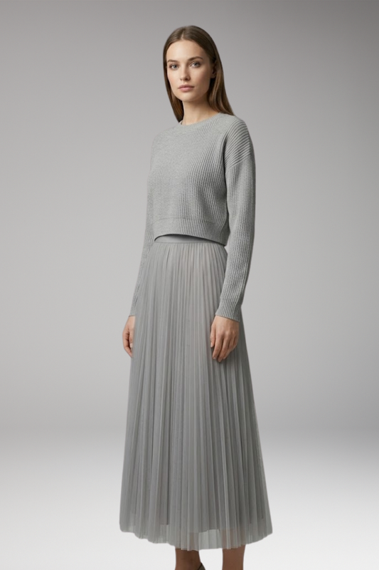 Women's Dress with Jumper Top and Pleated Skirt