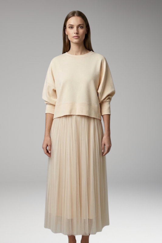 Women's Dress with Jumper Top and Pleated Skirt