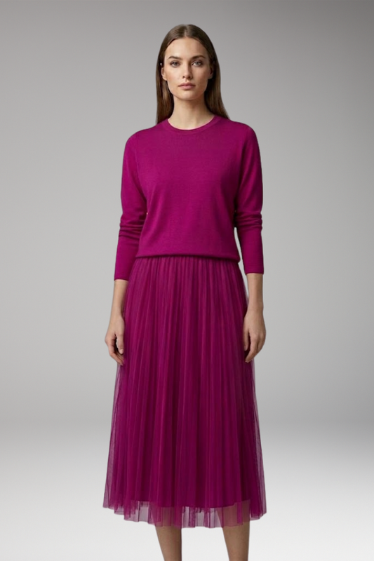 Women's Dress with Jumper Top and Pleated Skirt