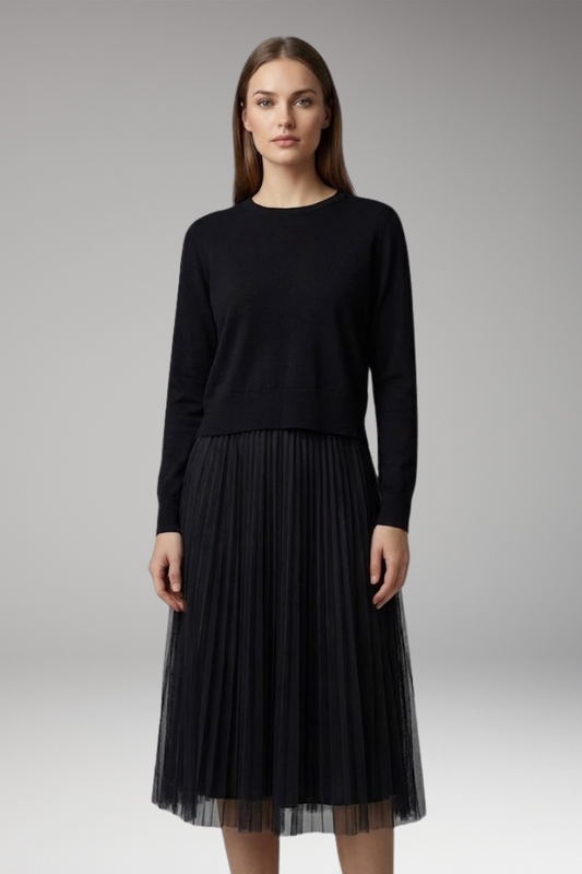 Women's Dress with Jumper Top and Pleated Skirt
