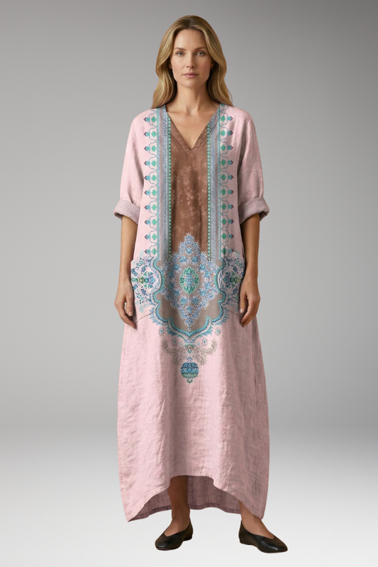 Women's Dress with Embroidery Details and Pockets