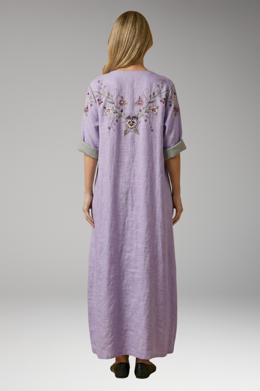Women's Dress with Embroidery Details and Pockets