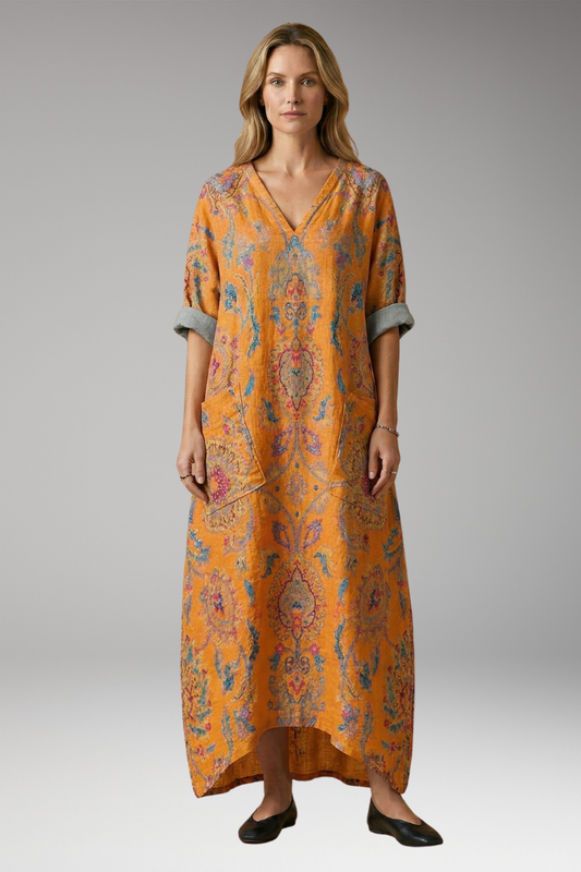Women's Dress with Embroidery Details and Pockets