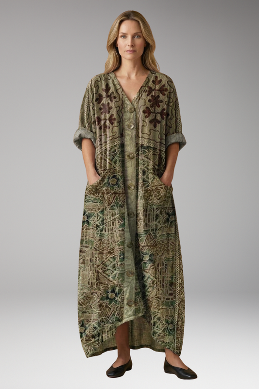 Women's Dress with Embroidery Details and Pockets