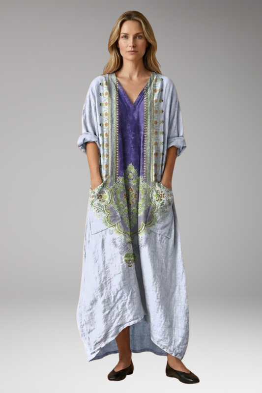 Women's Dress with Embroidery Details and Pockets