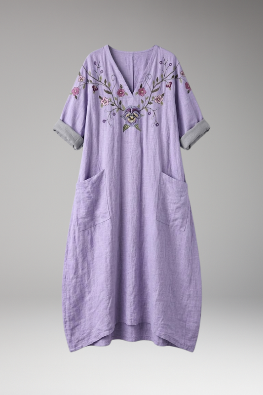 Women's Dress with Embroidery Details and Pockets