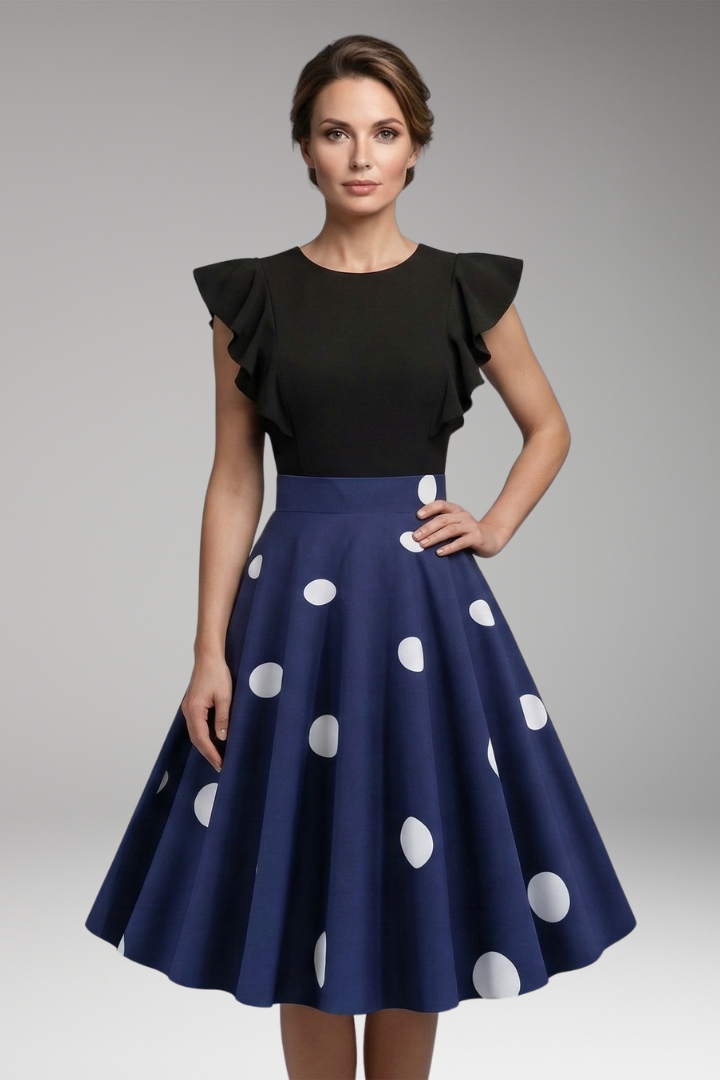 Women’s Dress with Fitted Bodice and Flared Skirt