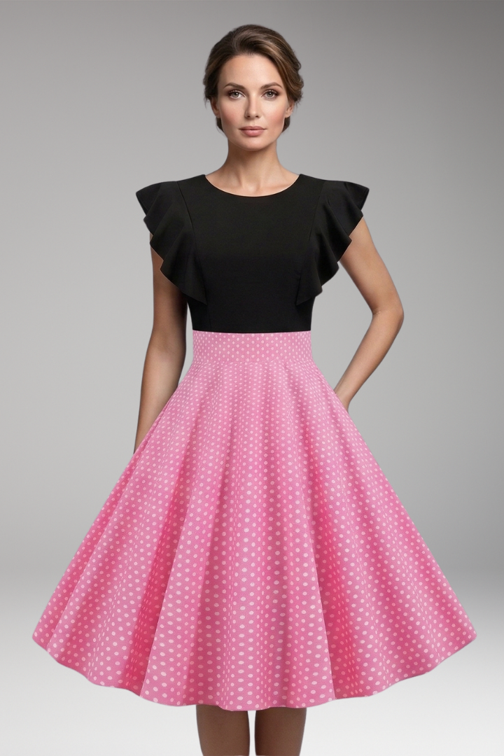 Women’s Dress with Fitted Bodice and Flared Skirt