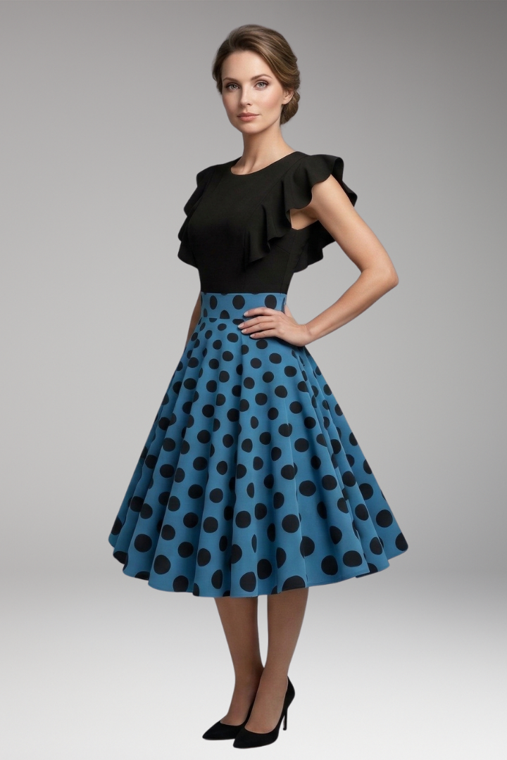 Women’s Dress with Fitted Bodice and Flared Skirt