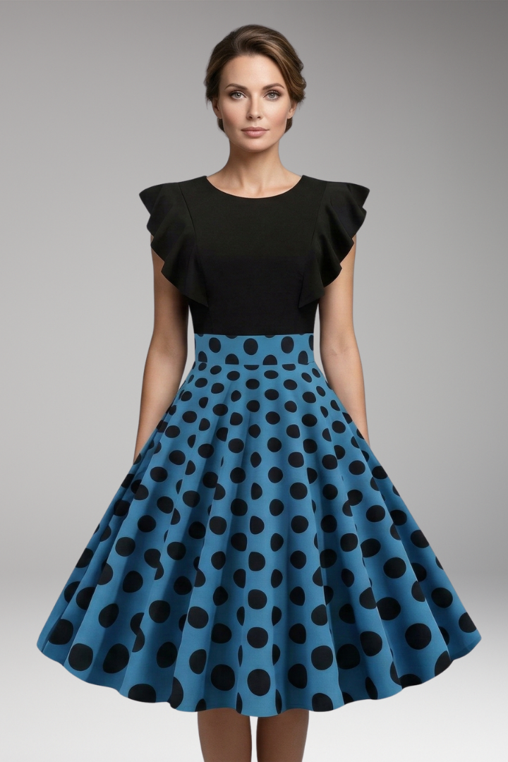 Women’s Dress with Fitted Bodice and Flared Skirt