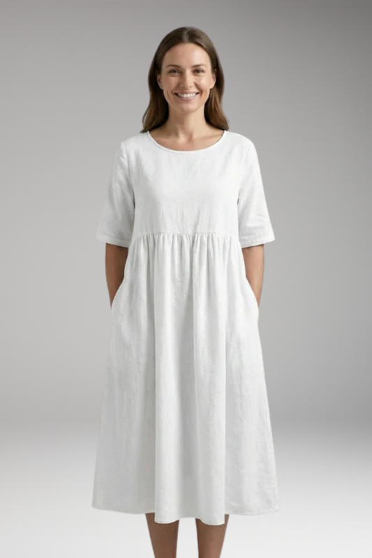 Women's Dress with Short Sleeves and Flattering Fit