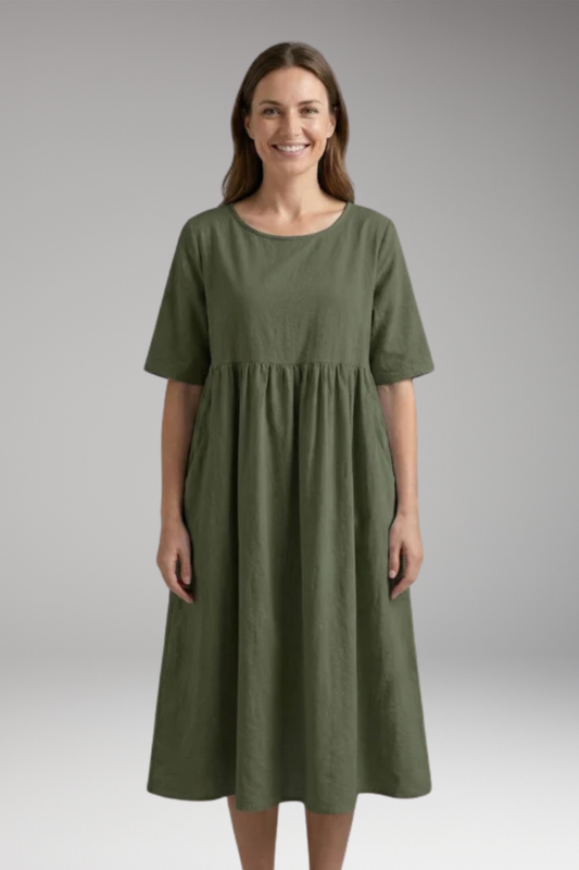 Women's Dress with Short Sleeves and Flattering Fit