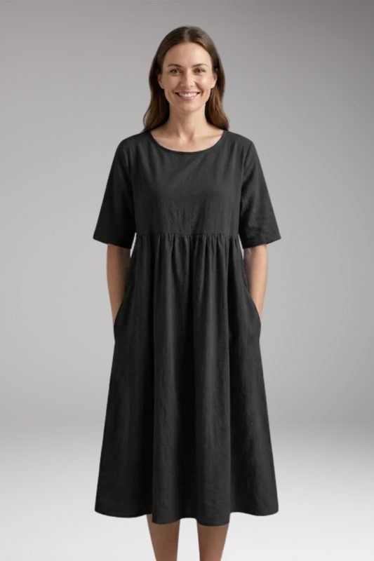 Women's Dress with Short Sleeves and Flattering Fit