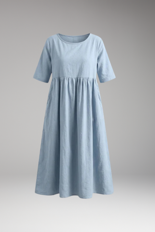 Women's Dress with Short Sleeves and Flattering Fit