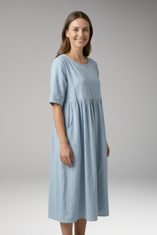 Women's Dress with Short Sleeves and Flattering Fit