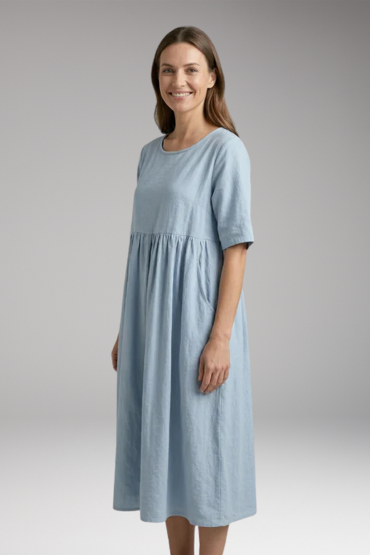 Women's Dress with Short Sleeves and Flattering Fit
