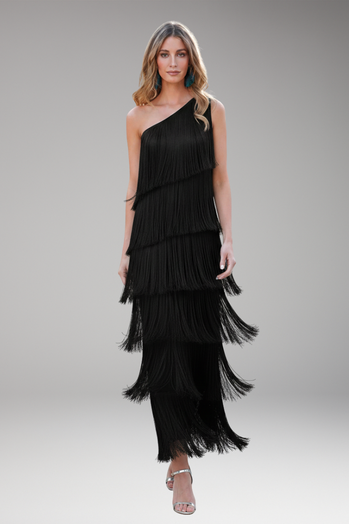 Women's Dress with Fringed Details and Modern Italian Design
