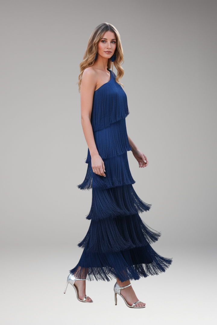 Women's Dress with Fringed Details and Modern Italian Design