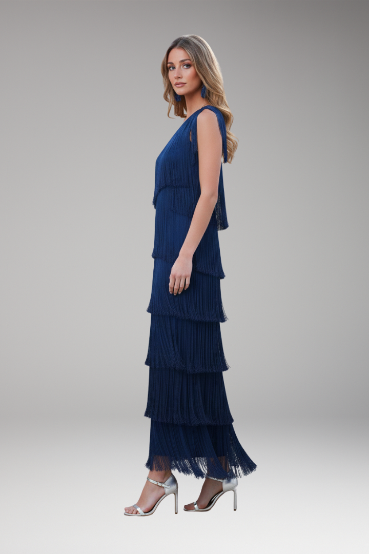 Women's Dress with Fringed Details and Modern Italian Design