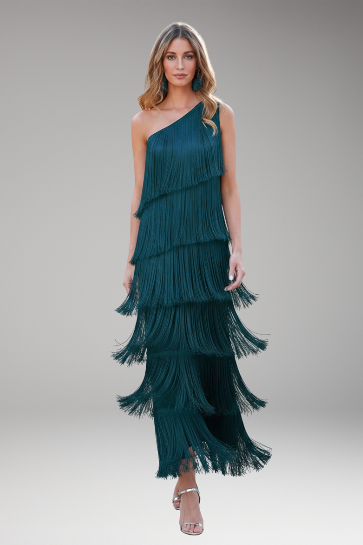 Women's Dress with Fringed Details and Modern Italian Design