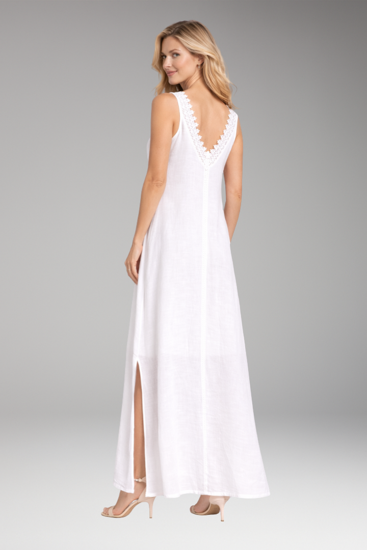 Women’s Dress with Lace Trim and Side Slits