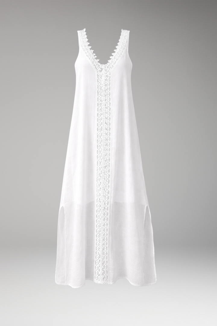 Women’s Dress with Lace Trim and Side Slits