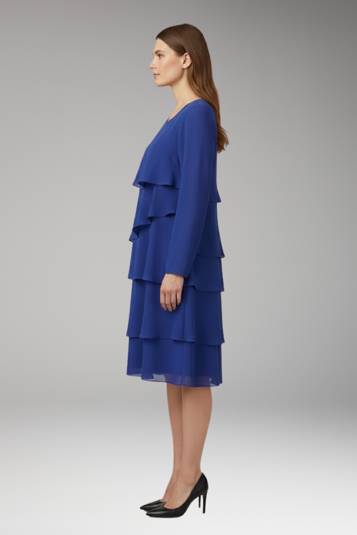 Women's Dress with Layered Design and Long Sleeves