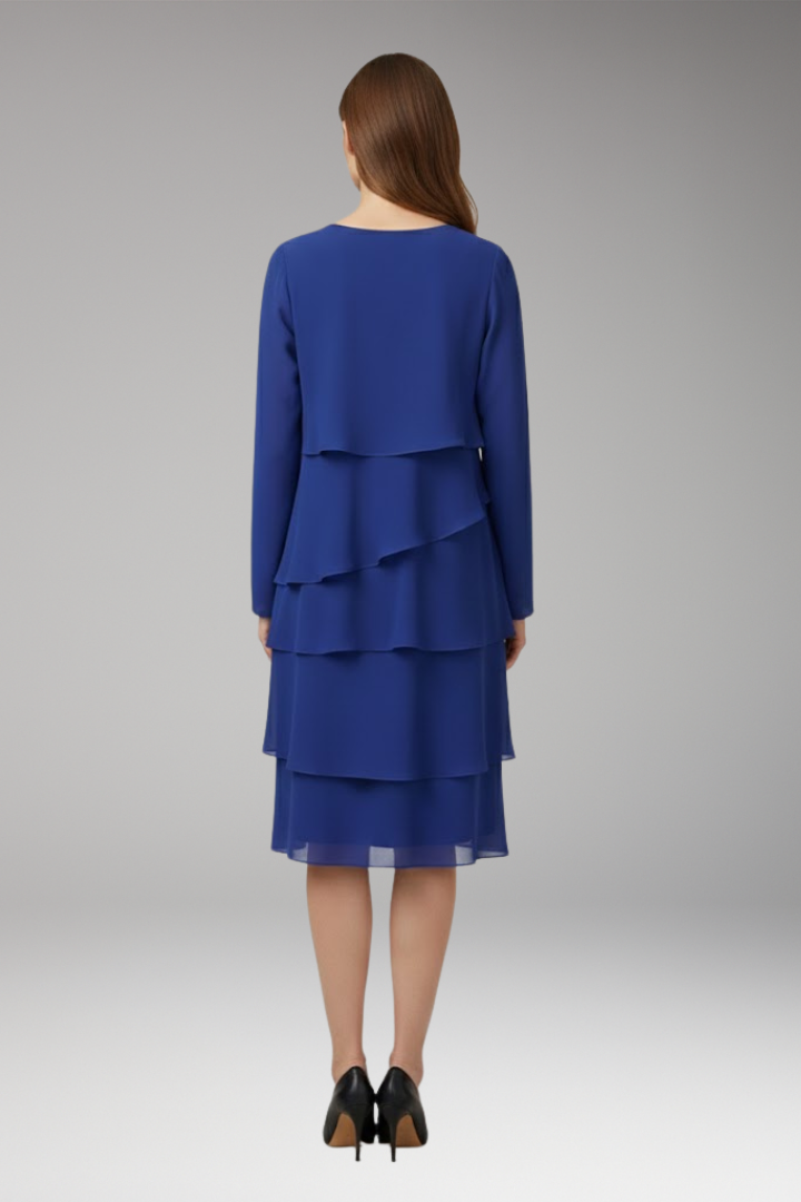 Women's Dress with Layered Design and Long Sleeves