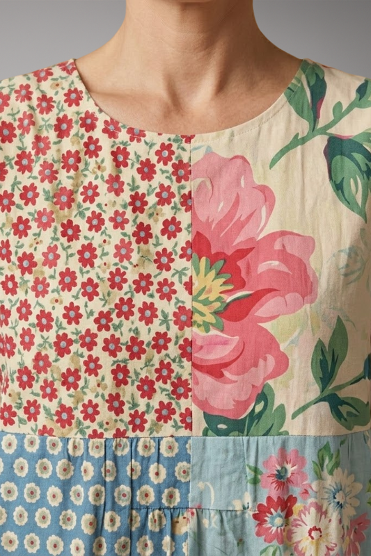 Women's Dress with Linen Blend and Sleeveless Design