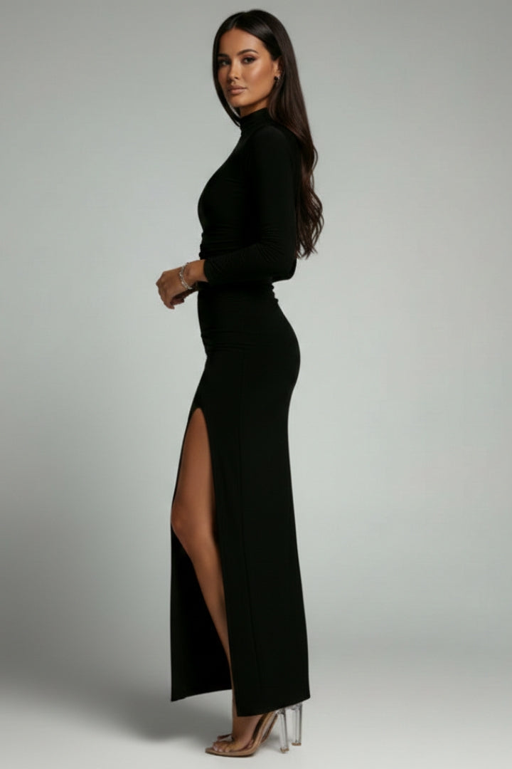 Women's Dress with Long Sleeves and Structured Fit