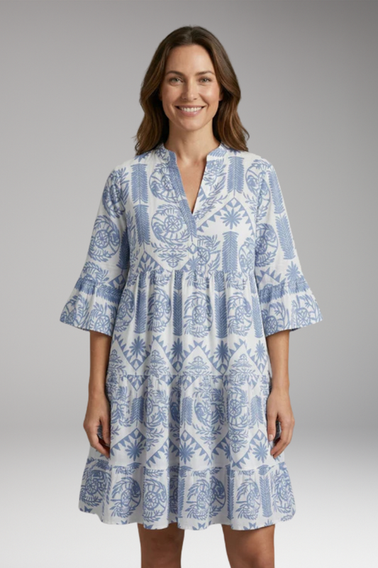 Women's Dress with Printed Surface and Flowing Fit