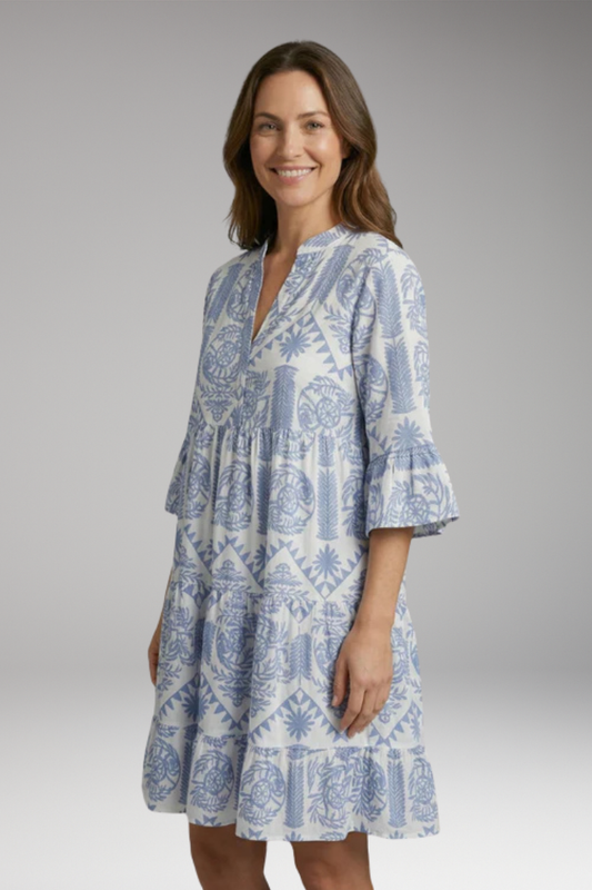 Women's Dress with Printed Surface and Flowing Fit