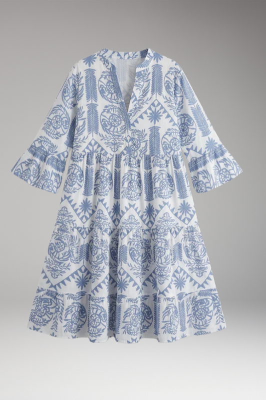 Women's Dress with Printed Surface and Flowing Fit