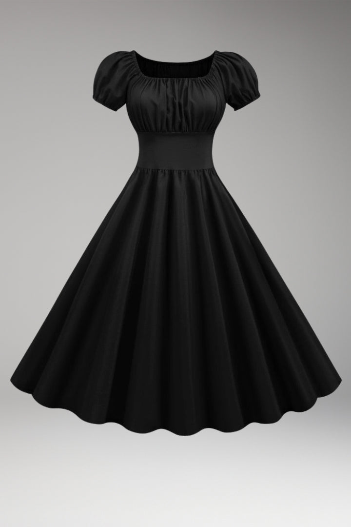 Women's Dress with Puff Sleeves and Waist Shaping