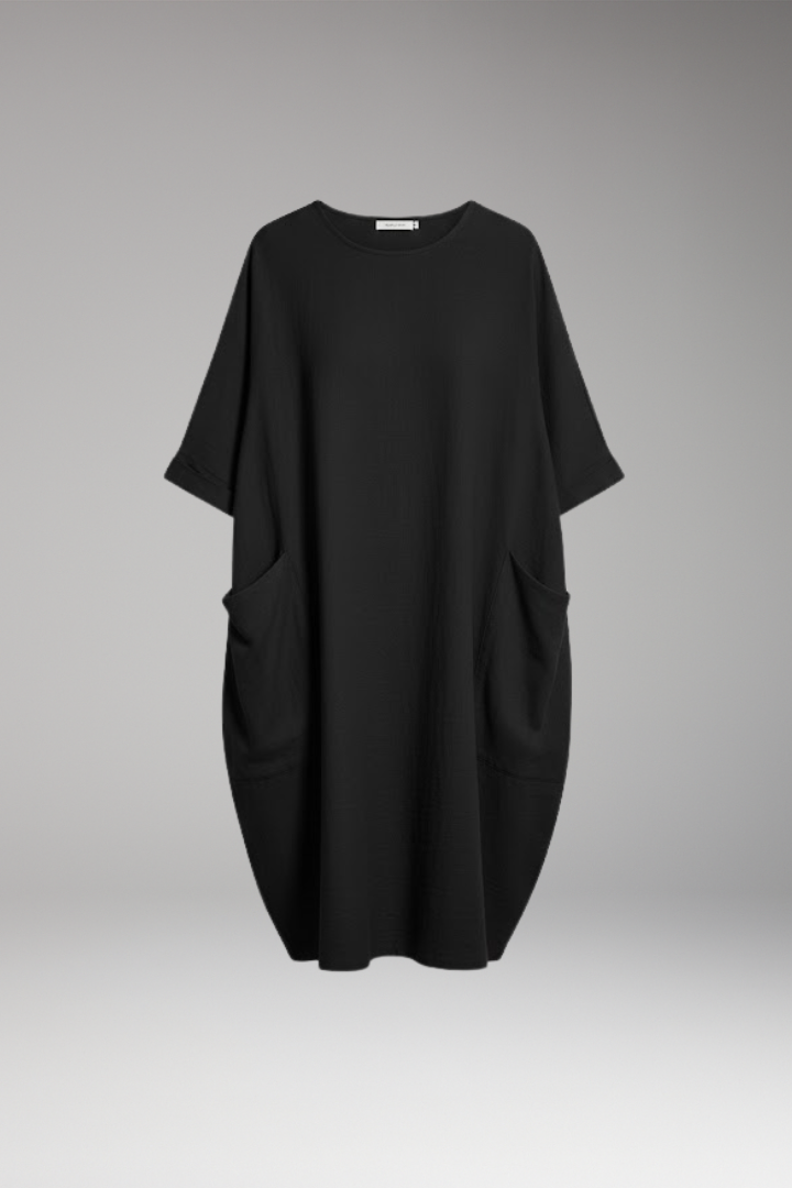 Women's Dress with Round Neckline and Short Sleeves