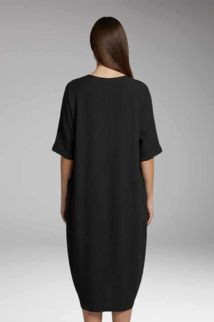 Women's Dress with Round Neckline and Short Sleeves