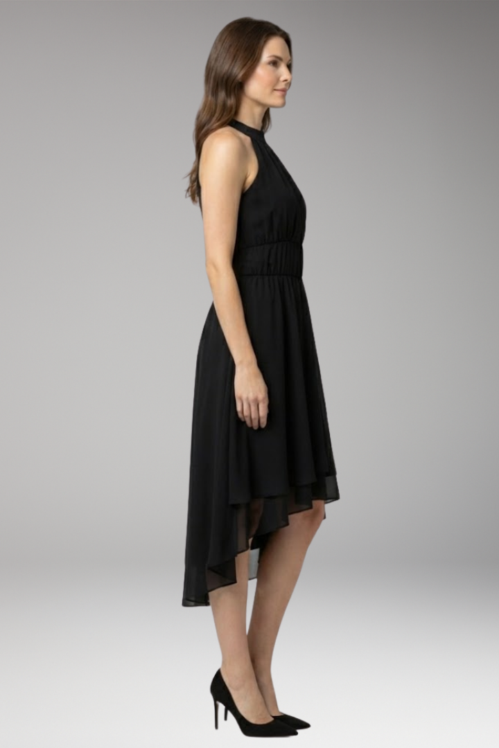 Women's Dress with Ruffles and Round Neck