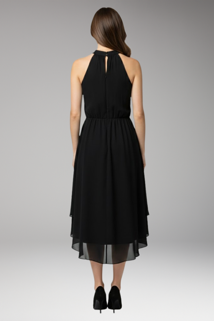 Women's Dress with Ruffles and Round Neck