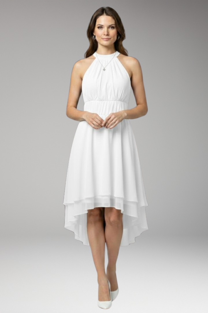 Women's Dress with Ruffles and Round Neck