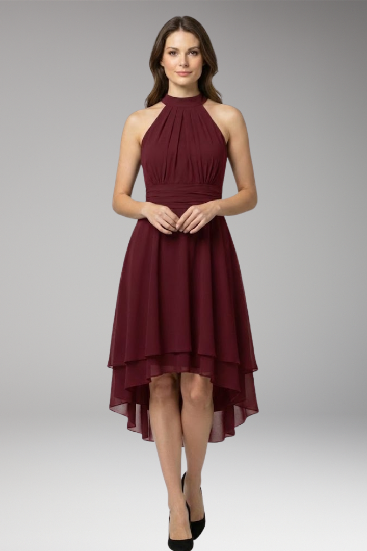 Women's Dress with Ruffles and Round Neck